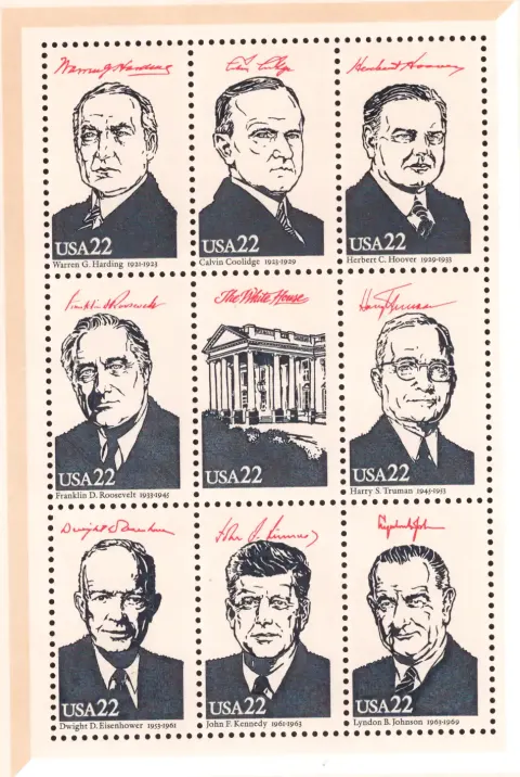 AMERIPEX '86 Presidents IV – Souvenir Sheet of 9