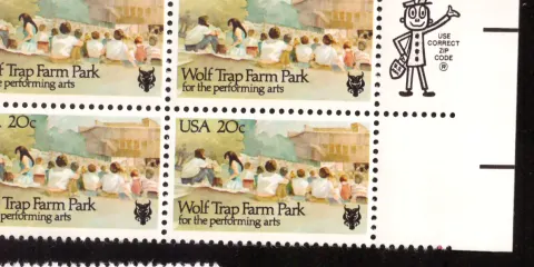 Wolf Trap Farm Park block of four — Mr. ZIP selvage