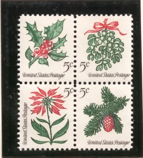 Christmas Seasonal Plants – Se-tenant Block of Four