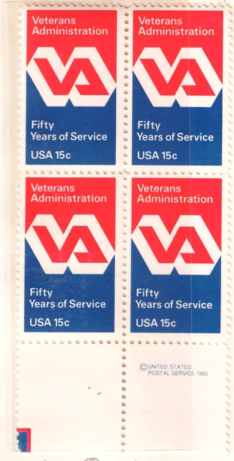 Veterans Administration – block of four with lower copyright selvage