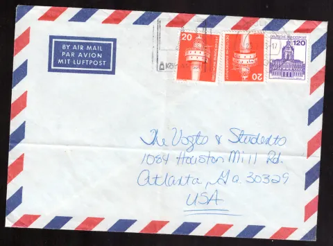 Airmail cover to Atlanta with 160-pfennig franking
