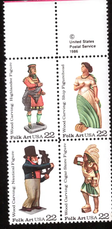 Woodcarved Figurines – Se-tenant Block of 4