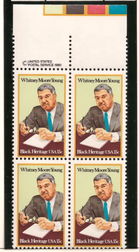Whitney Moore Young Jr. – copyright margin block of 4