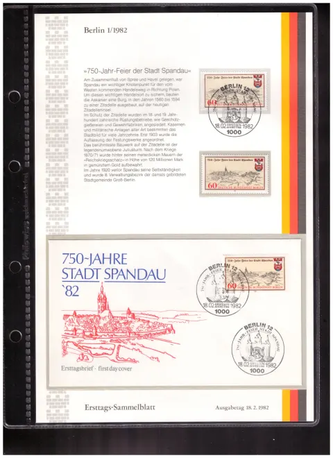 Ersttags-Sammelblatt 1/1982 – 750 years of the city of Spandau