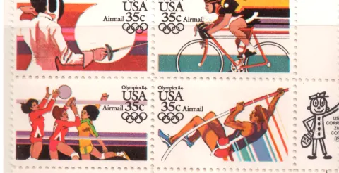 1984 Summer Olympics – Airmail se-tenant block