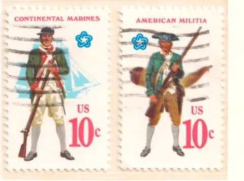 Continental Marines and American Militia – se-tenant pair
