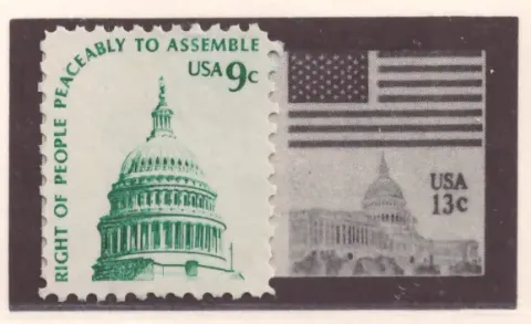 Capitol Dome 9¢ and Flag over Capitol 13¢ – booklet pair