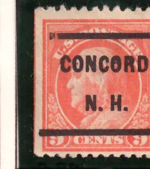 9 Cents – George Washington, salmon red, Concord N.H. precancel