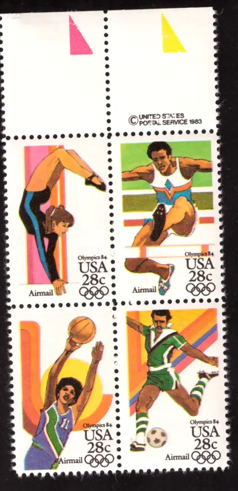 1983 Olympics 84 airmail se-tenant block