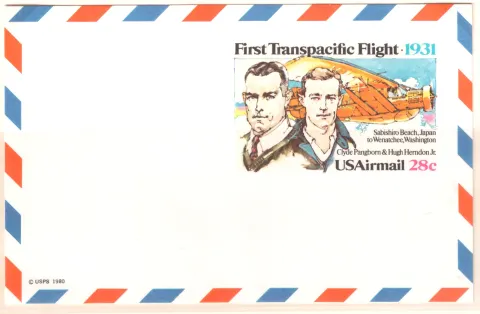 First Transpacific Flight, 1931 – unused airmail postal card