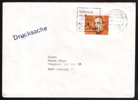 Printed matter with 60-pfennig European Architectural Heritage Year stamp