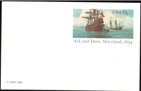 1984 Ark and Dove, Maryland postal card