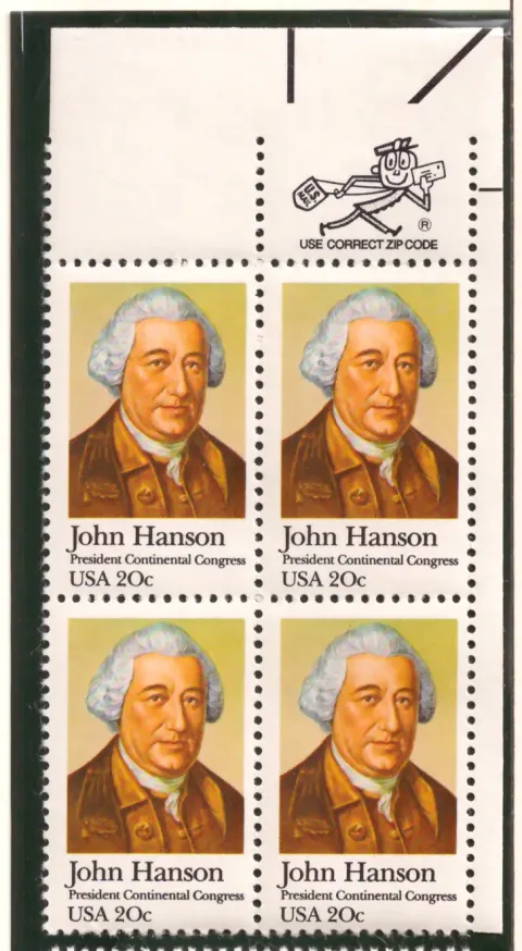 John Hanson – ZIP margin block of 4