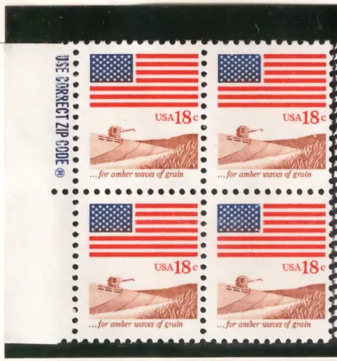 Flag over Field, for amber waves of grain – ZIP margin block of 4