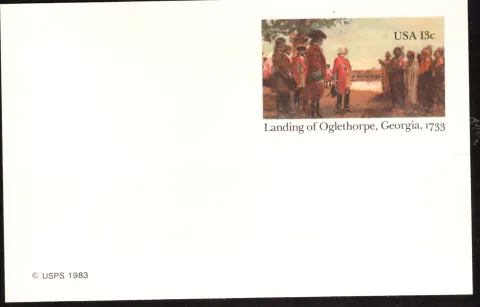1983 Landing of Oglethorpe, Georgia postal card