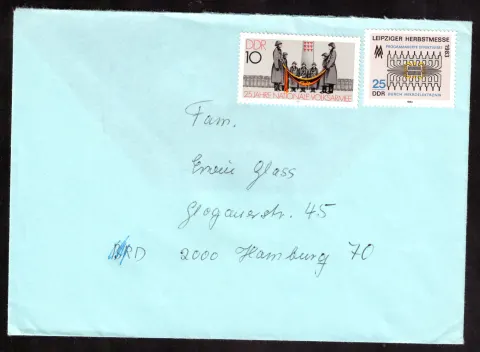 GDR cover with NVA and Leipzig Autumn Fair 1983 stamps