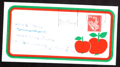 Illustrated PaperBox cover with apples and camel motif