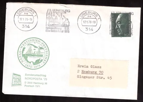 NORDPOSTA ’75 – HAPAG West Indies mail service and canal opening