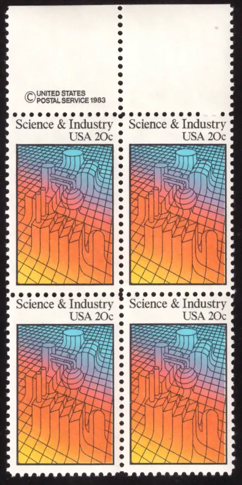 1983 Science and Industry block of four – USPS copyright