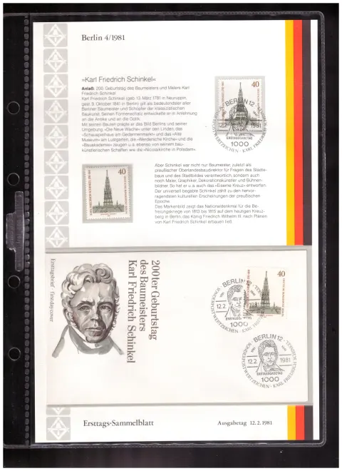 Ersttags-Sammelblatt 4/1981 – 200th birth anniversary of Karl Friedrich Schinkel