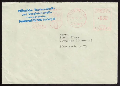 Official cover of Hamburg legal advice and conciliation office