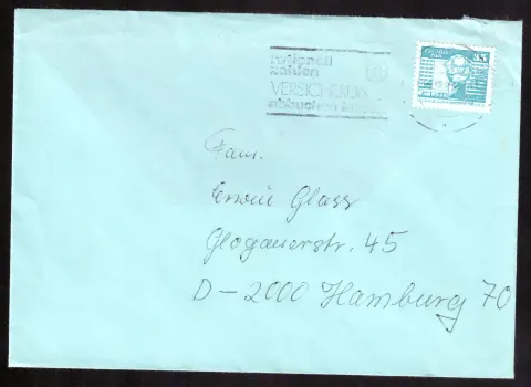 GDR cover with 35-pfennig Karl-Marx-Stadt stamp