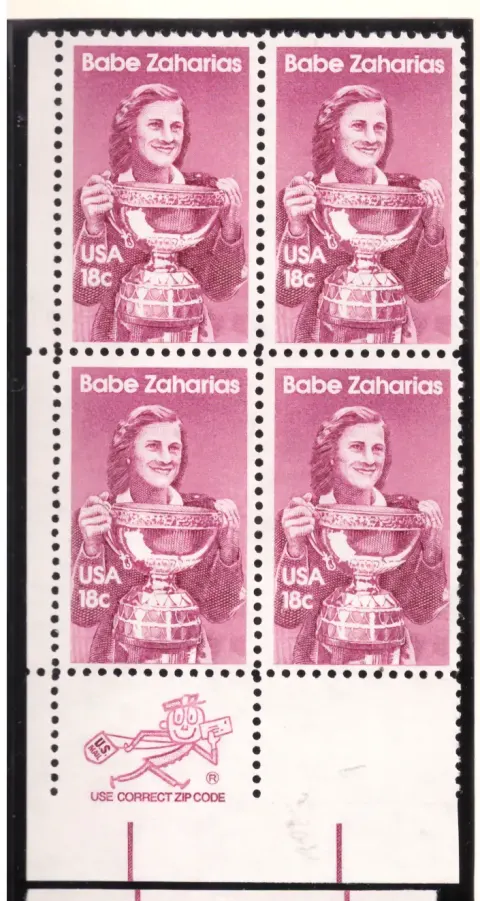 Babe Zaharias – ZIP margin block of 4