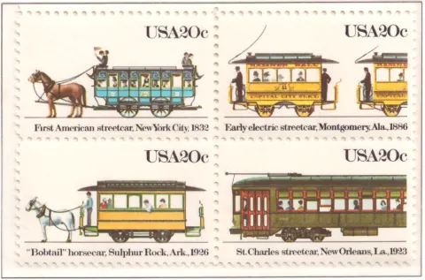 1983 Streetcars se-tenant block of 4