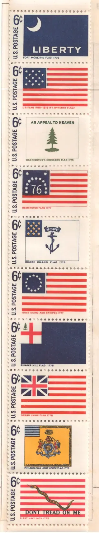 Historic Flags – Vertical Se-tenant Strip of 10