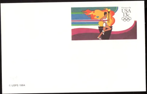 1984 Summer Olympics torch-runner postal card