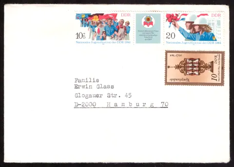 GDR National Youth Festival 1984 – multi-part franking
