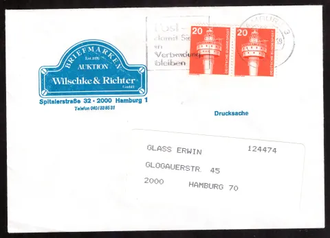 Wilschke & Richter printed matter with double 20-pfennig franking