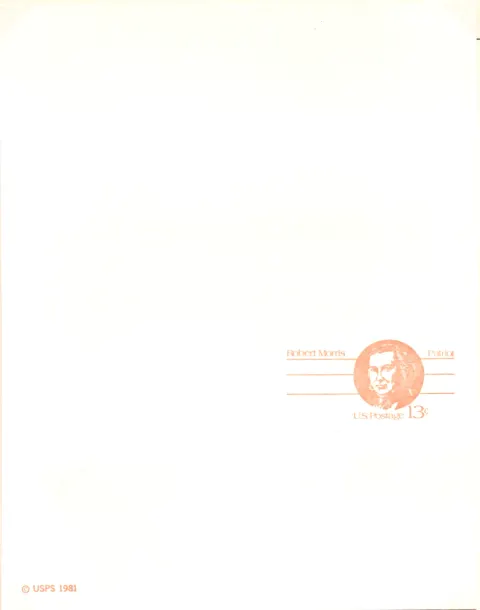 Robert Morris, Patriot – unused message-reply postal card