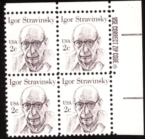 Igor Stravinsky block of four — ZIP Code selvage