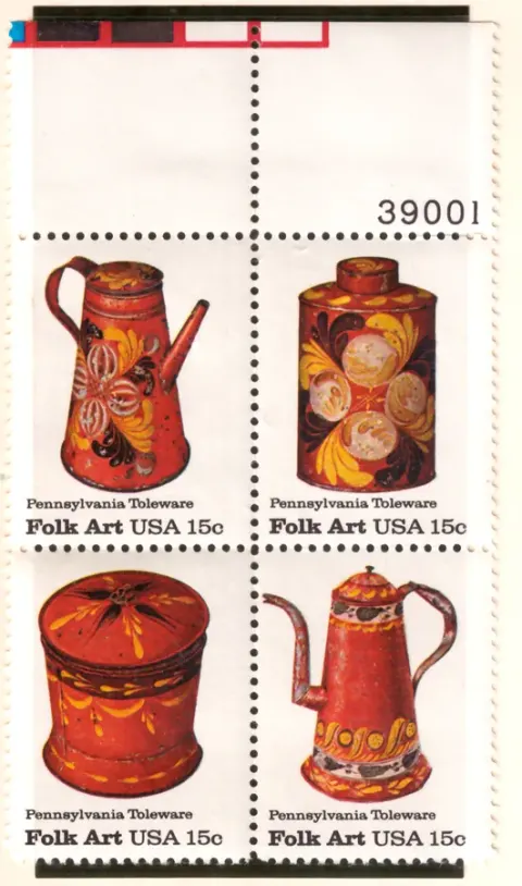 Pennsylvania Toleware – plate block of four
