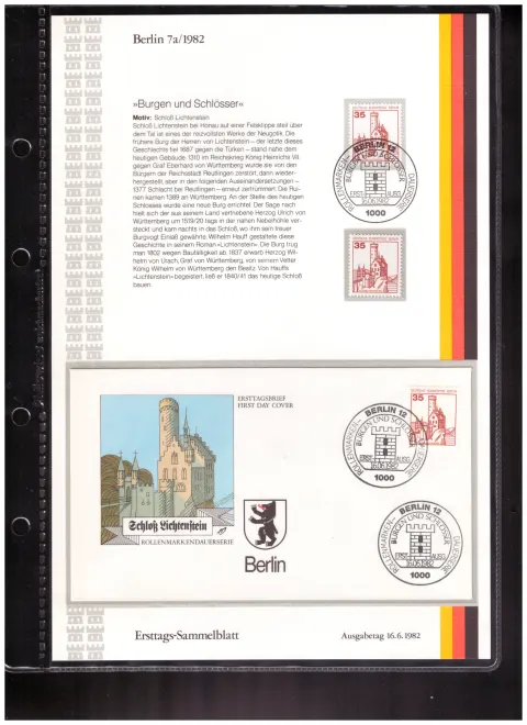 Ersttags-Sammelblatt 7a/1982 – Castles and palaces