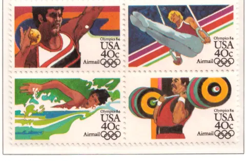 1983 Summer Olympics 40c airmail se-tenant block of 4