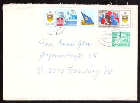 GDR cover for the 12th FDJ Parliament with mixed franking