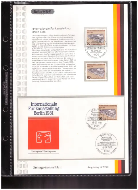 Ersttags-Sammelblatt 9/1981 – International Radio Exhibition Berlin 1981