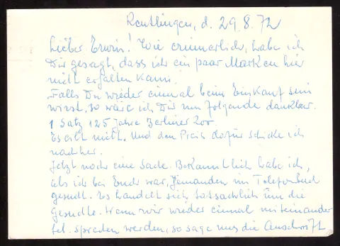German postal card with letter from Rendsburg