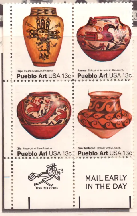 Pueblo Art – block of four with ZIP/Mail Early labels