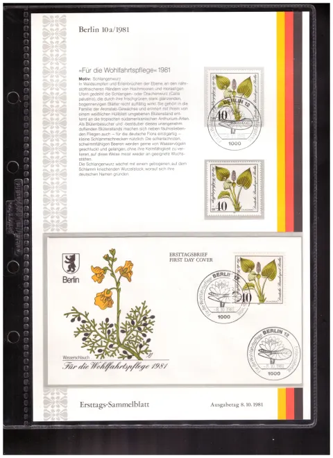 Ersttags-Sammelblatt 10a/1981 – Welfare 1981 – endangered plants