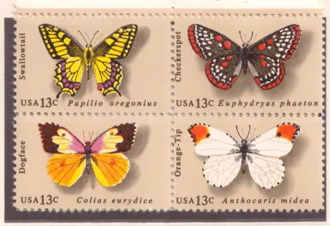 Butterflies – complete se-tenant block of four