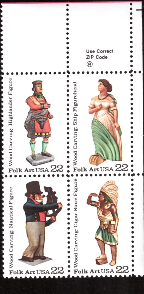 Woodcarved Figurines – Se-tenant Block of 4