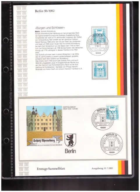 Ersttags-Sammelblatt 9b/1982 – Castles and palaces