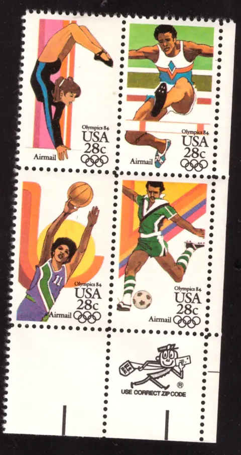 1983 Olympics 84 airmail se-tenant block