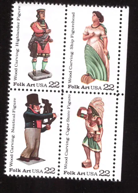 Woodcarved Figurines – Se-tenant Block of 4
