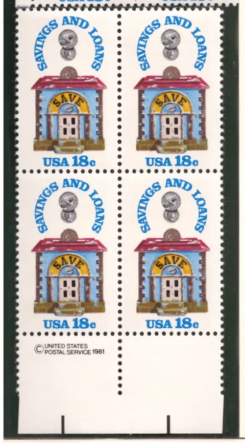 Savings and Loan Sesquicentennial – copyright margin block of 6