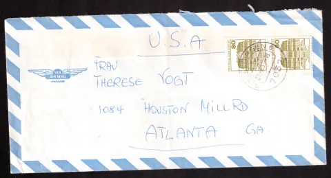 West Germany airmail cover to Atlanta – 2 × Schloss Wilhelmsthal