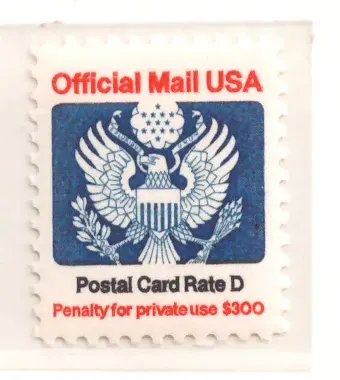 1985 Official Mail – Postal Card Rate D